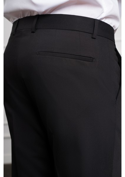 Erkek Siyah Poliviskon Basic Slim Fit Dar Kesim Pantolon fırsatları