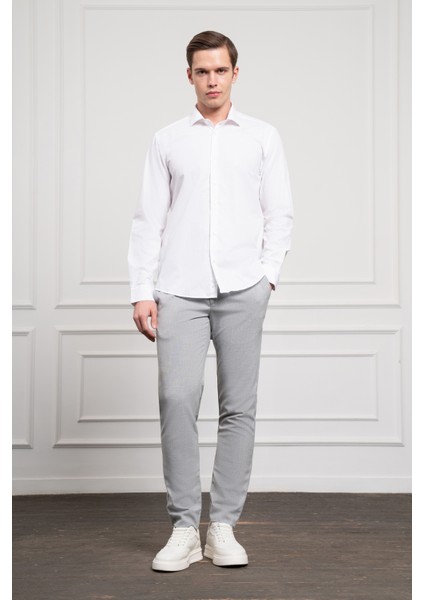 Erkek Beyaz Pamuk Trend Slim Fit Dar Kesim Italyan Yaka Gömlek fiyatları