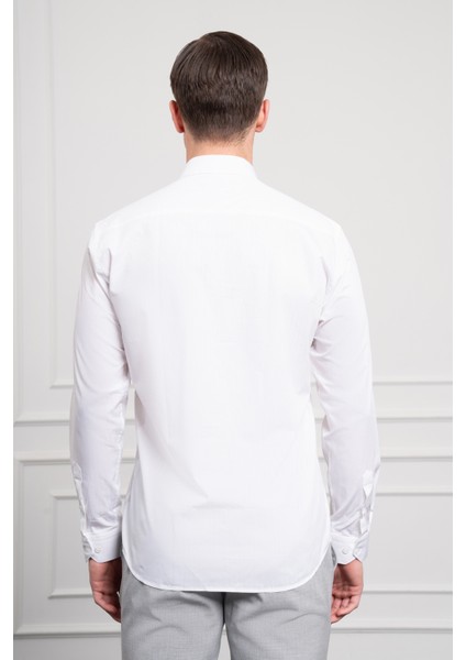 Erkek Beyaz Pamuk Trend Slim Fit Dar Kesim Italyan Yaka Gömlek indirimleri