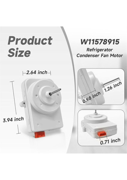W11578915 W10522629 Whirlpool Buzdolabı Için Kondenser Fan Motoru Üfleyici A8RXCGFXS00 A8RXCGFXS01 (Yurt Dışından)