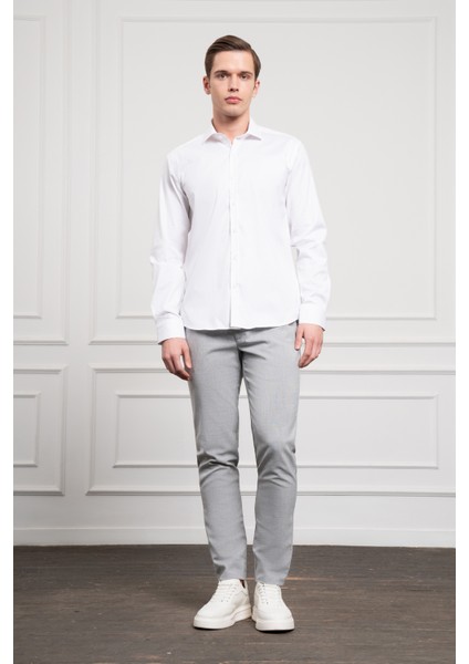 Erkek Beyaz Pamuk Trend Slim Fit Italyan Yaka Gömlek fiyatları