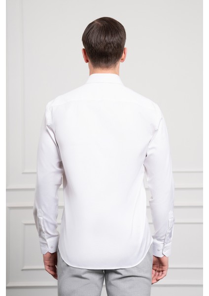 Erkek Beyaz Pamuk Trend Slim Fit Italyan Yaka Gömlek indirimleri