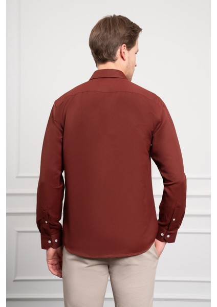 Erkek Bordo Trend Italyan Yaka Slim Fit Dar Kesim Gömlek indirimleri