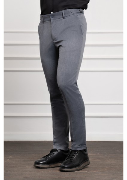 Erkek Lacivert Trend Slim Fit Dar Kesim Pileli Pantolon fiyatları