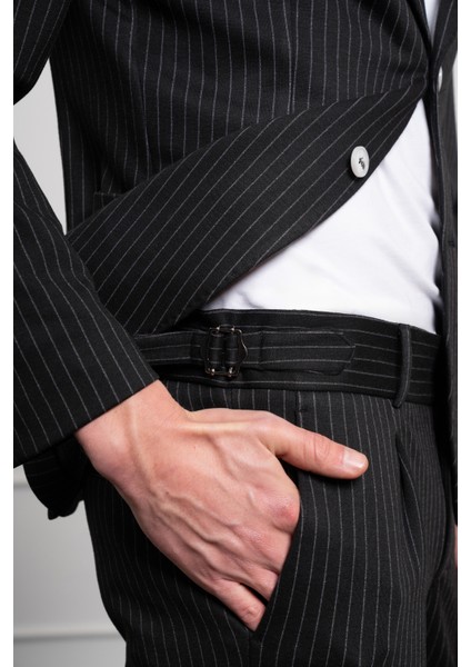 Erkek Siyah Örme Slim Fit Mono Yaka Takım Elbise Dar Kesim indirimleri