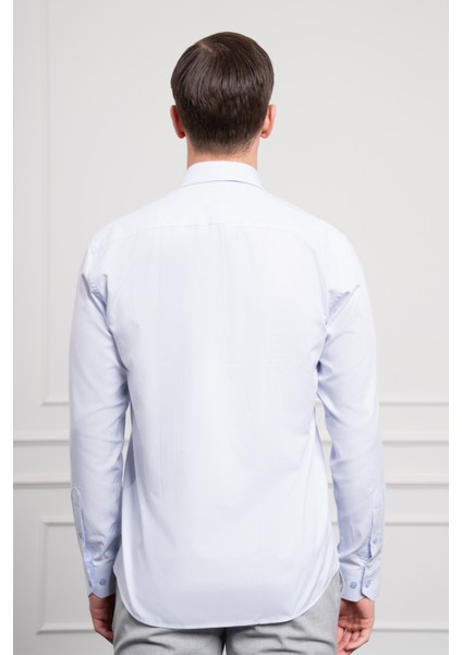 Erkek A. Mavi Pamuk Trend Slim Fit Italyan Yaka Gömlek indirimleri