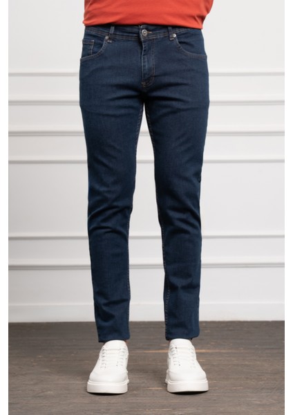 Erkek Lacivert Jean Slim Fit Dar Kesim Pantolon modelleri