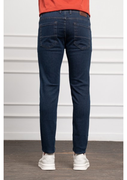 Erkek Lacivert Jean Slim Fit Dar Kesim Pantolon indirimleri