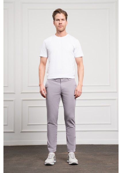 Erkek Gri Slim Fit Dar Kesim Chino Pantolon fiyatları