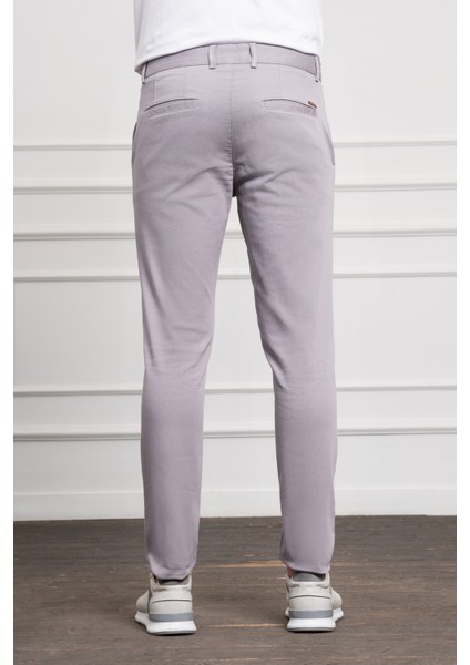 Erkek Gri Slim Fit Dar Kesim Chino Pantolon fırsatları