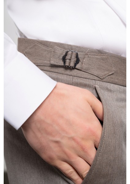 Erkek Kahve Trend Slim Fit Dar Kesim Pileli Pantolon indirimleri