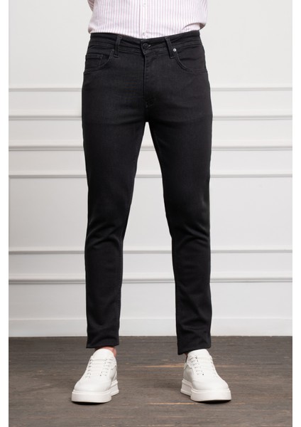 Erkek Siyah Jean Slim Fit Dark Kesim Pantolon