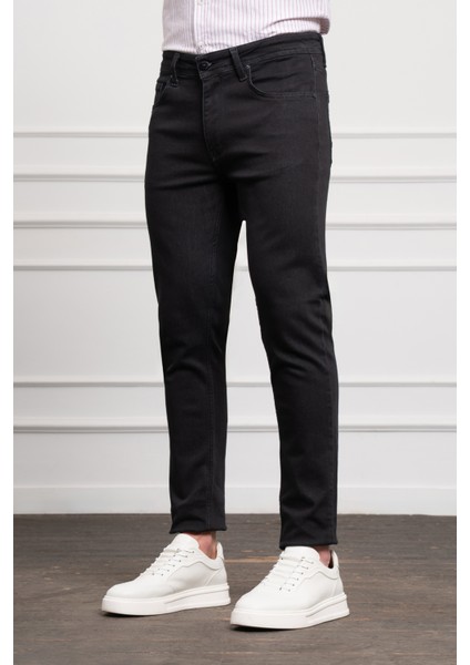Erkek Siyah Jean Slim Fit Dark Kesim Pantolon