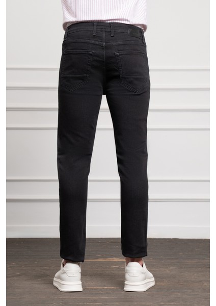 Erkek Siyah Jean Slim Fit Dark Kesim Pantolon