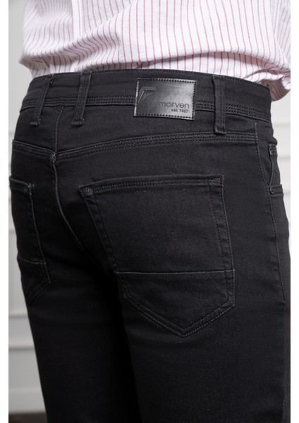 Erkek Siyah Jean Slim Fit Dark Kesim Pantolon