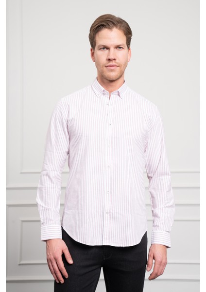 Erkek Bordo Pamuk Trend Dynamic Fit Rahat Kesim Gömlek