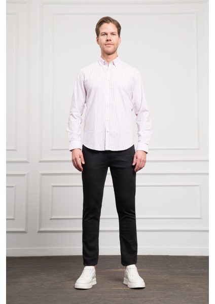 Erkek Bordo Pamuk Trend Dynamic Fit Rahat Kesim Gömlek