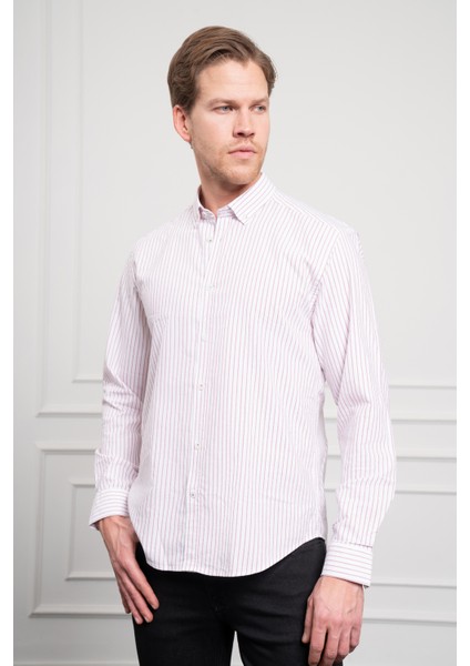 Erkek Bordo Pamuk Trend Dynamic Fit Rahat Kesim Gömlek