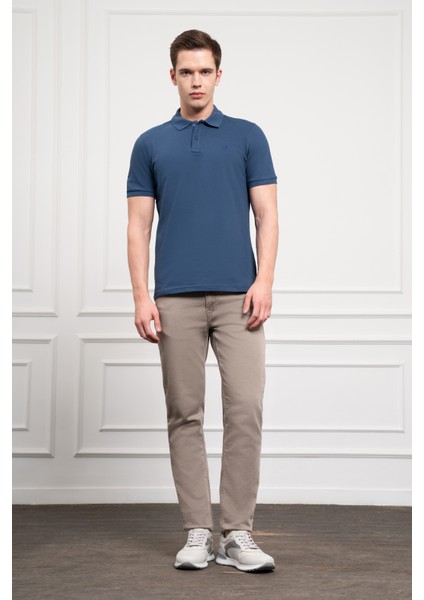 Erkek Marine Basic Polo Yaka Dynamic Fit T-Shirt