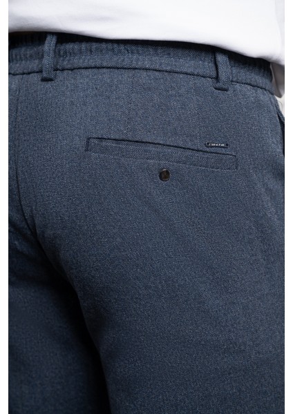 Erkek Marine Jogger Slim Fit Dar Kesim Çıtçıtlı Ipli Pantolon