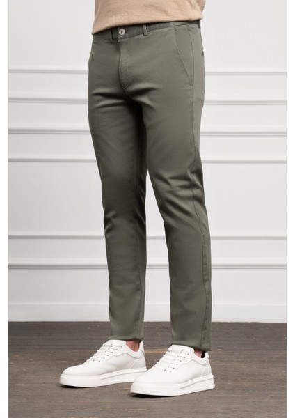 Erkek Yeşil Slim Fit Dar Kesim Chino Pantolon fiyatları