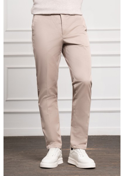Erkek Bej Dynamic Fit Chino Pantolon