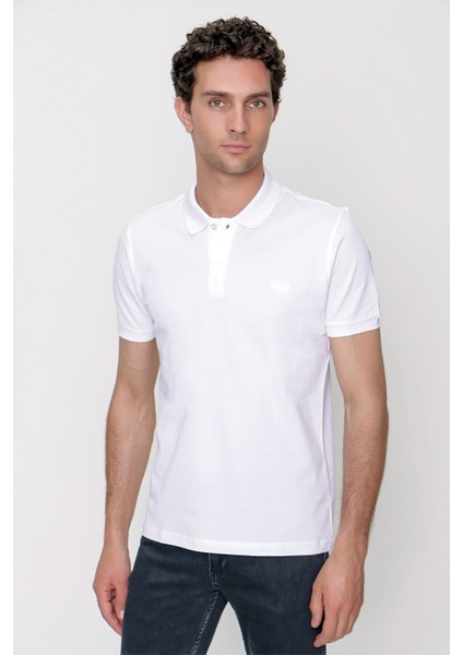 Erkek Beyaz Basic Polo Yaka Dynamic Fit T-Shirt