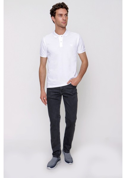 Erkek Beyaz Basic Polo Yaka Dynamic Fit T-Shirt