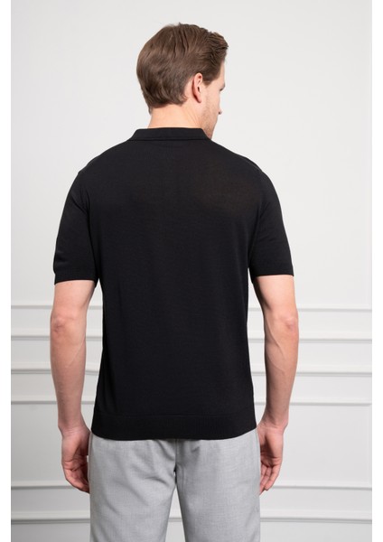 Erkek Siyah Trend Polo Yaka Dinamik Fit Rahat Kesim T-Shirt indirimleri
