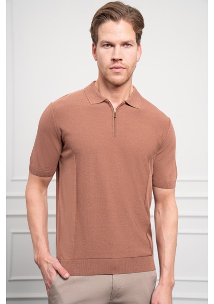 Erkek Taba Trend Polo Yaka Dinamik Fit Rahat Kesim T-Shirt indirimleri