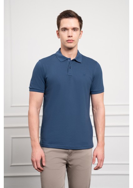 Erkek Marine Basic Polo Yaka Dynamic Fit T-Shirt