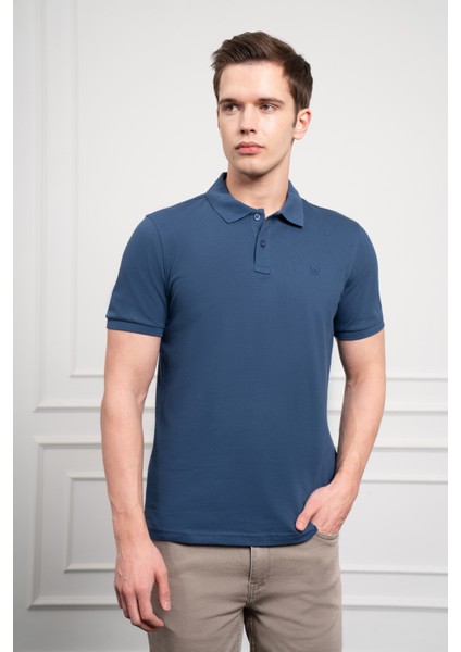 Erkek Marine Basic Polo Yaka Dynamic Fit T-Shirt