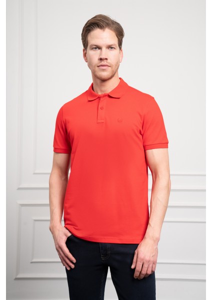 Erkek Kırmızı Basic Polo Yaka Dynamic Fit T-Shirt modelleri