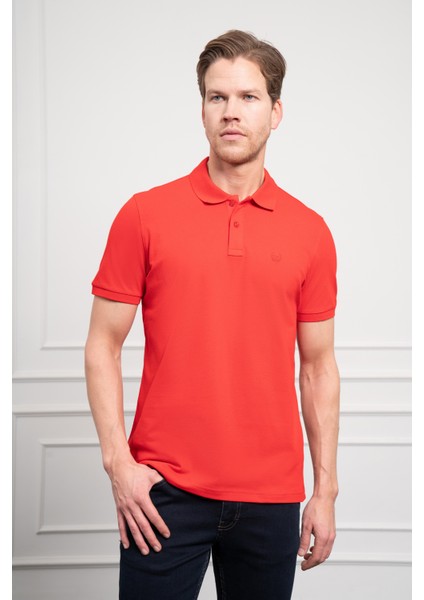 Erkek Kırmızı Basic Polo Yaka Dynamic Fit T-Shirt fırsatları