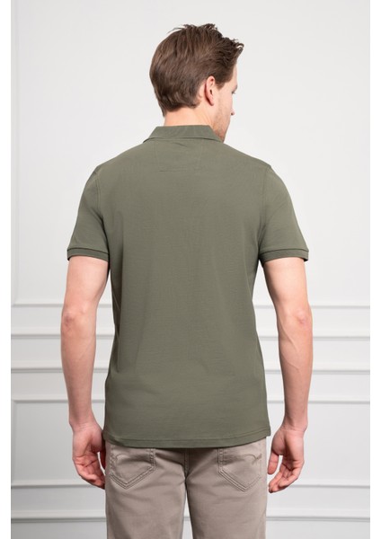 Erkek Haki Basic Polo Yaka Dynamic Fit T-Shirt