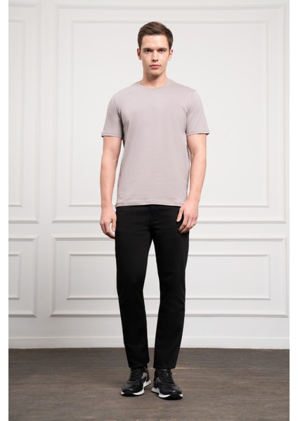 Erkek Açık Gri Basic Bisiklet Yaka Dynamic Fit Pamuk T-Shirt