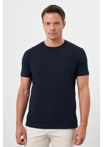 Erkek Lacivert Trend Polo Yaka Classic Regular Fit T-Shirt