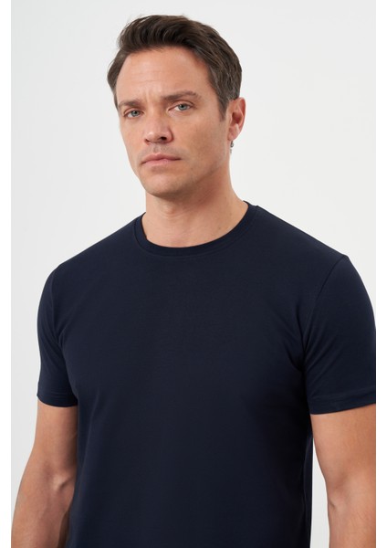 Erkek Lacivert Trend Polo Yaka Classic Regular Fit T-Shirt