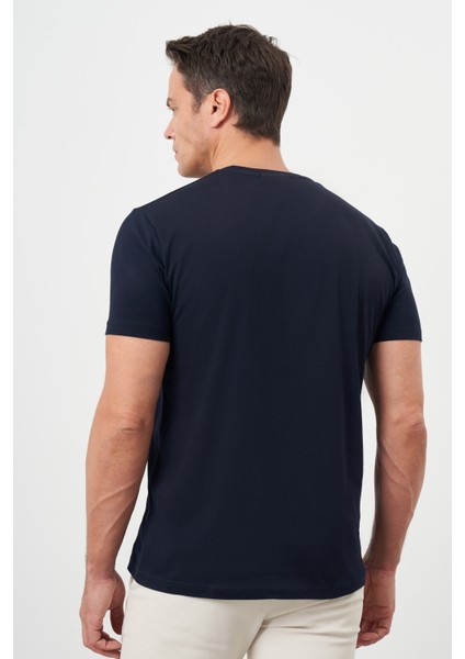 Erkek Lacivert Trend Polo Yaka Classic Regular Fit T-Shirt