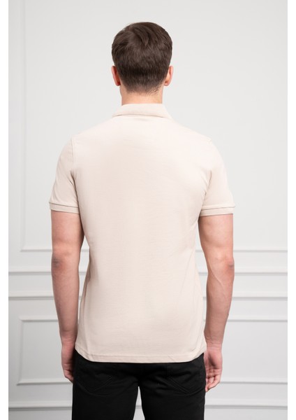 Erkek Bej Basic Polo Yaka Dynamic Fit T-Shirt indirimleri