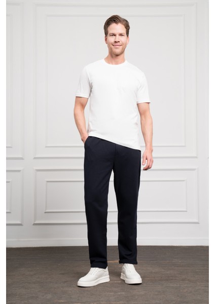 Erkek Ekru Trend Bisiklet Yaka Pamuk Dinamik Fit T-Shirt