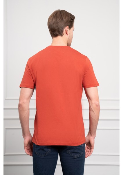 Erkek Tarçın Trend Bisiklet Yaka Pamuk Dinamik Fit T-Shirt