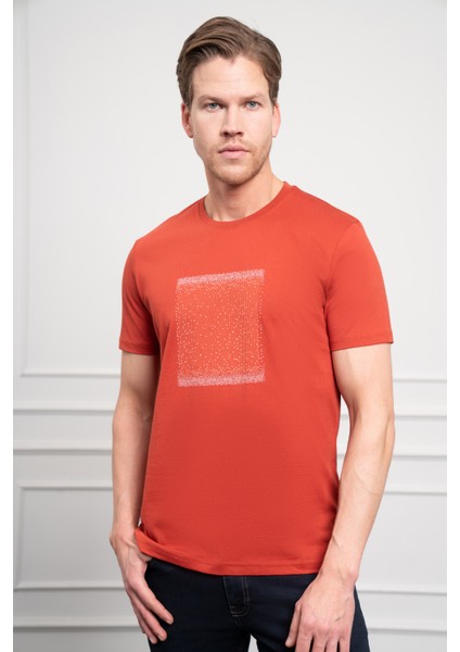Erkek Tarçın Trend Bisiklet Yaka Dinamik Fit Pamuk T-Shirt