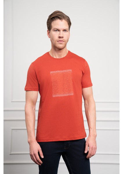 Erkek Tarçın Trend Bisiklet Yaka Dinamik Fit Pamuk T-Shirt modelleri