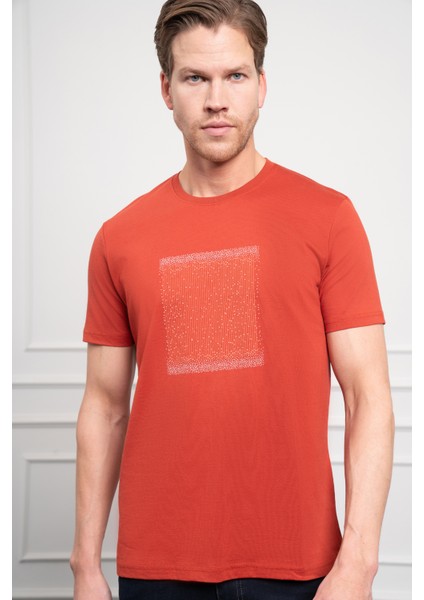 Erkek Tarçın Trend Bisiklet Yaka Dinamik Fit Pamuk T-Shirt fırsatları