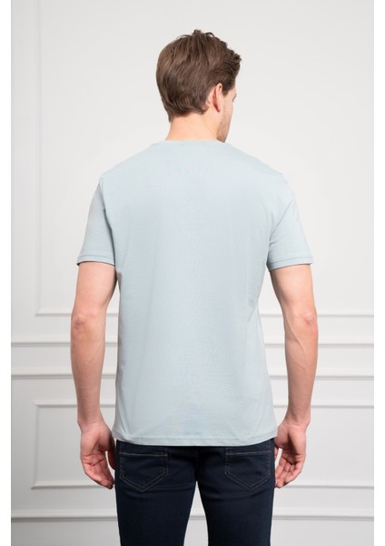 Erkek Indigo Basic Bisiklet Yaka Dynamic Fit Pamuk T-Shirt indirimleri