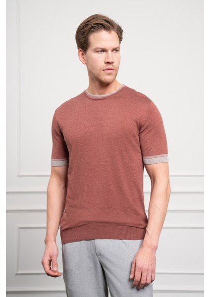Erkek Kiremit Trend Polo Yaka Dinamik Fit Rahat Kesim T-Shirt modelleri