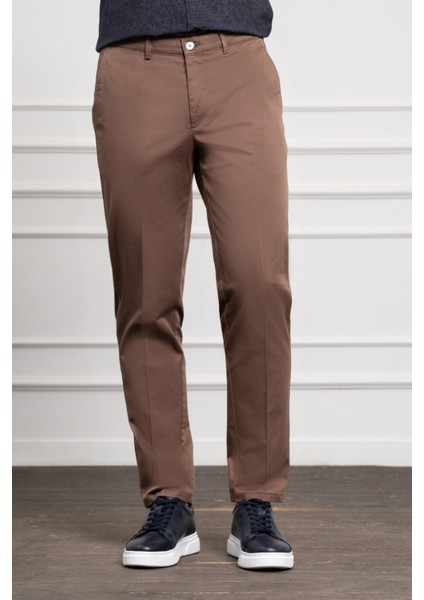 Erkek Vizon Dynamic Fit Chino Pantolon