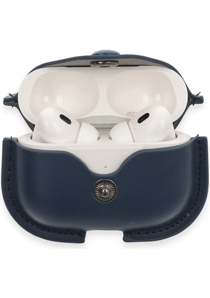 Airpods Pro 2 (2.nesil) Çanta Deri Kılıf - Lacivert Ynsmr