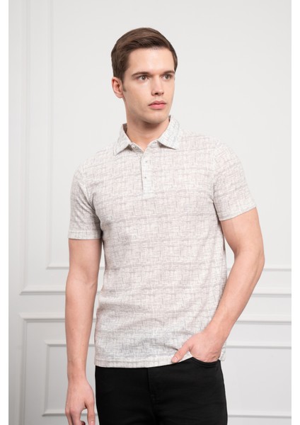 Erkek Nefti Trend Polo Yaka Desenli Dynamic Fit Rahat Kesim T-Shirt